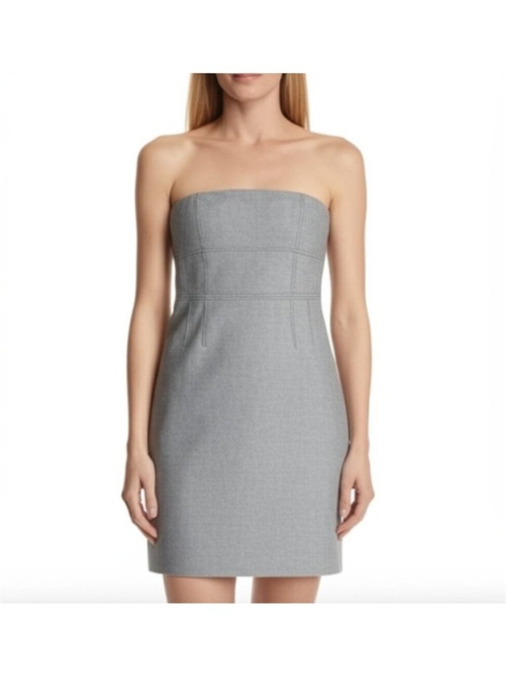 Banana Republic Grey Strapless Sheath Dress Size 4 Lined Structured Cocktails